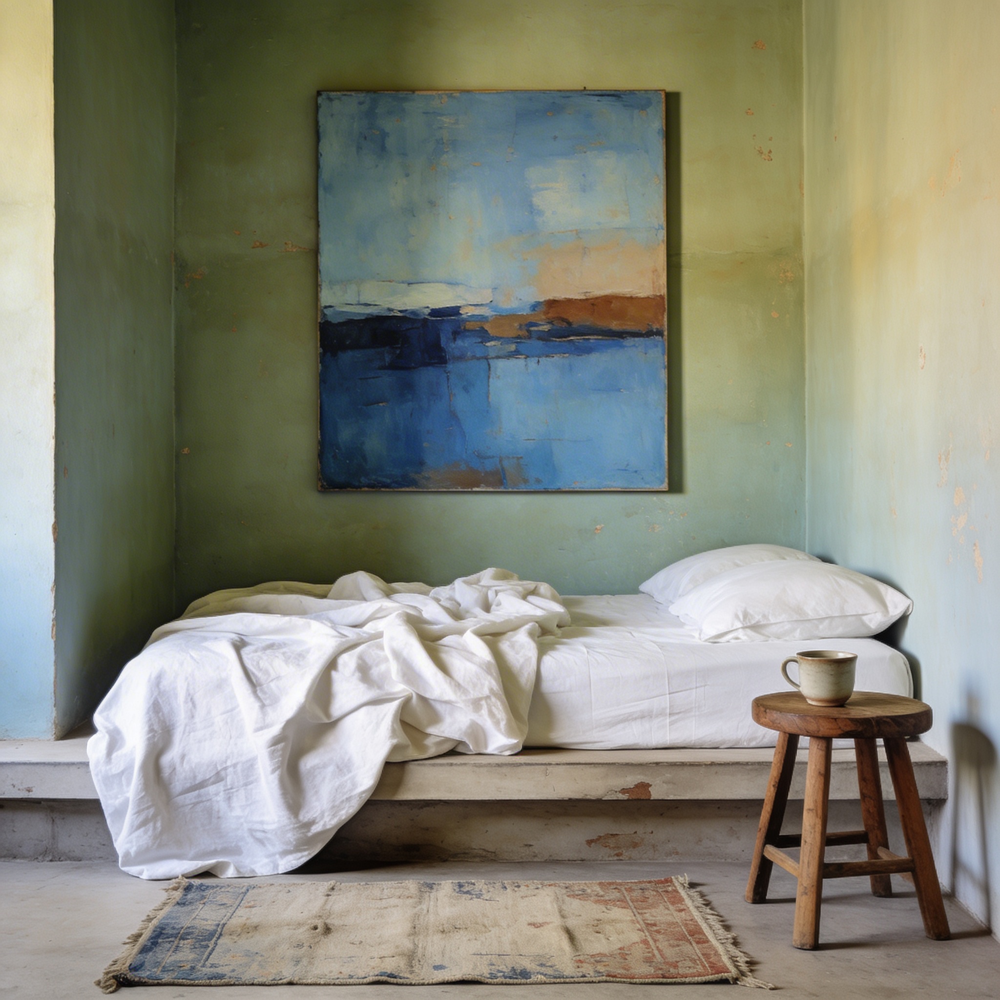 Pale turquoise and white abstract seascape